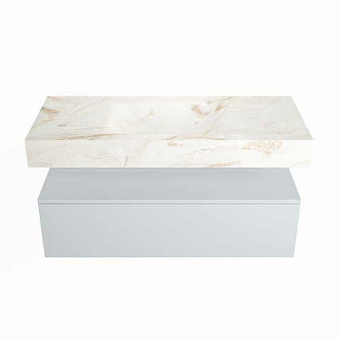 Mondiaz ALAN-DLUX Ensemble de meuble - 110cm - meuble Clay mat - 1 tiroir - Lavabo Cloud Frappe suspendu - vasque Centre - 0 trous de robinet SW804743