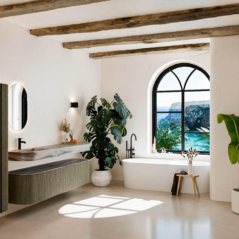 MONDIAZ THOR-DLUX Meuble de salle de bains 190cm arrondi gauche + droite couleur Shadow avec 2 tiroirs et 2 portes. Vasque suspendue CLOUD Gauche 1 trou de robinet couleur Sombra. SW1466625