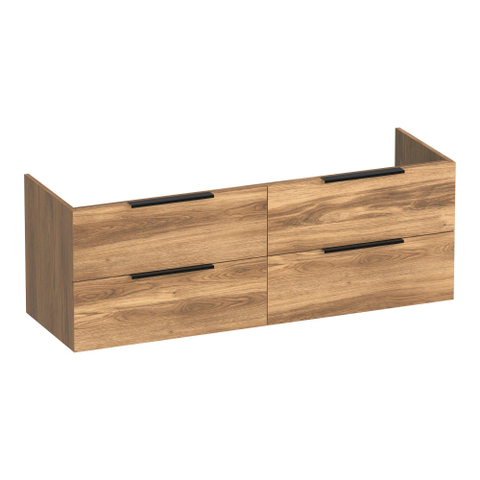 BRAUER Elevate meuble de salle de bains sous-vasque 140 sans poignées rapportées 4 tiroirs à fermeture douce et 2 découpes pour siphon - Honey SW1200096