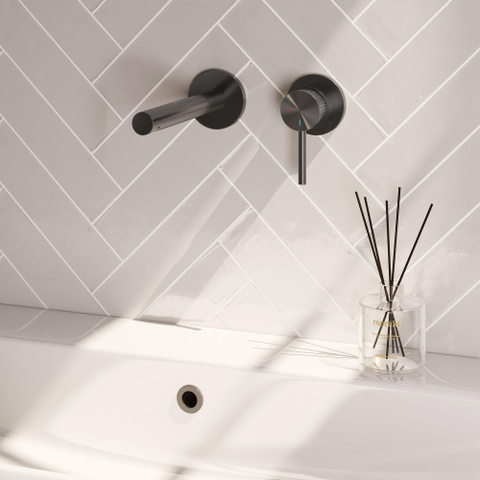 BRAUER Stripe Mitigeur lavabo encastré - bec droit et rosaces - modèle A1 - gunmetal brossé PVD SW1434959