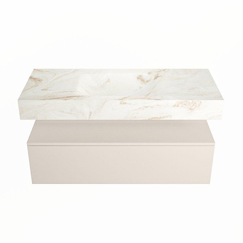 Mondiaz ALAN-DLUX Ensemble de meuble - 110cm - meuble Linen mat - 1 tiroir - Lavabo Cloud Frappe suspendu - vasque Centre - 0 trous de robinet SW805468