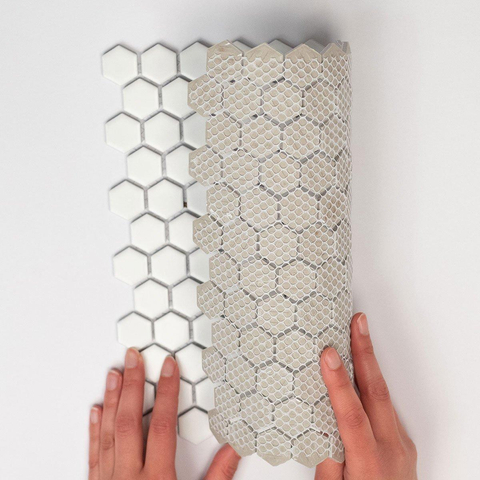 The Mosaic Factory London Carrelage mosaïque 2.3x2.6x0.5cm pour sol intérieur et extérieur hexagonal céramique super blanc SW654805