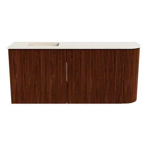 Mondiaz JOYA-DLUX 91.6cm toiletmeubel - ronding rechts kleur Ruby - Wastafel FAYE positie Links 1 kraangat kleur Meli. SW1425390