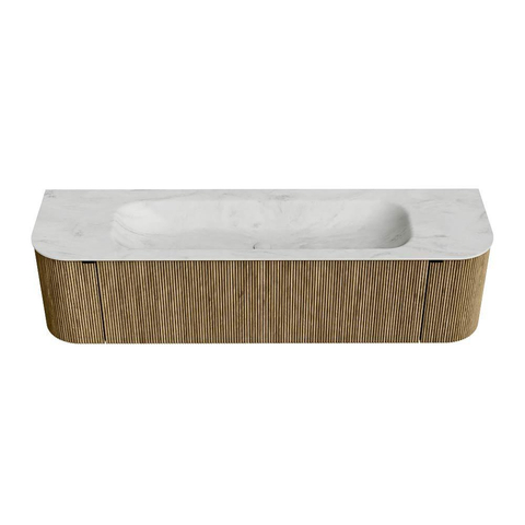 Mondiaz KURVE-DLUX Badkamermeubelset - 170x46x40cm - 1 lade - 2 deuren - wastafel solid surface - midden - 2 kraangaten - Dusk SW1414931