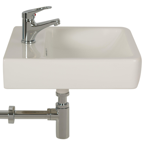 Plieger Seattle wastafelset – 45x45x15.8 cm – keramiek wit glans – chromen kraan SW96157