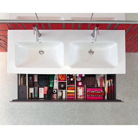 Duravit Me by starck dubbele wastafel 130x49cm 2 kraangaten met overloop wit SW88244