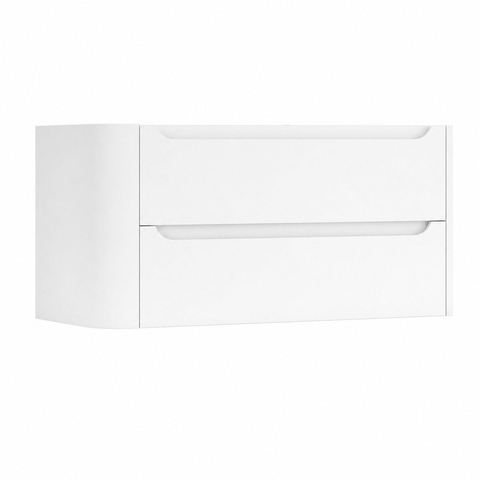 H&R Badmeubelen Juice Meuble sous lavabo - 100x45x50cm - angle gauche arrondi - 2 tiroirs - poignée intégrée - Blanc mat SW1489584