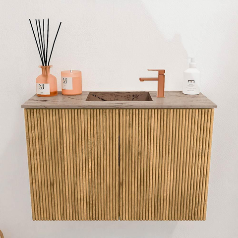 Mondiaz JOYA-DLUX 60cm toiletmeubel - kleur Oak - Wastafel FAYE positie Midden 1 kraangat kleur Arena. SW1423884