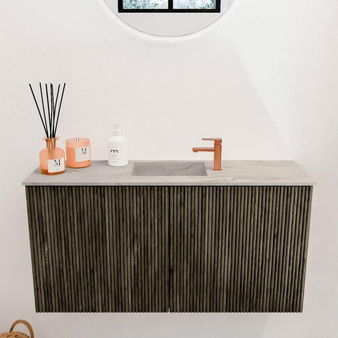Mondiaz JOYA-DLUX Meuble de salle de bains 80cm - couleur Shadow - Vasque FAYE position Milieu 1 trou de robinet couleur Glace. SW1426213