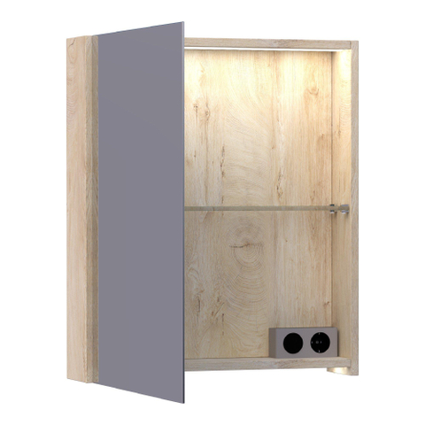 BRAUER Impress Deluxe spiegelkast – 59x70x15 cm – directe LED – linksdraaiende – Forest Wheat SW371752
