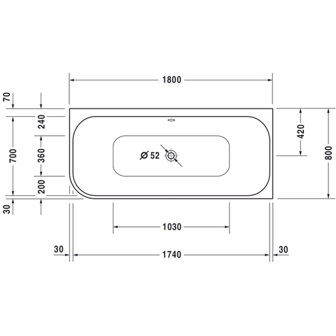Duravit Happy D.2 Bad - 180x80cm hoek rechts - met paneel - glans wit SW54608