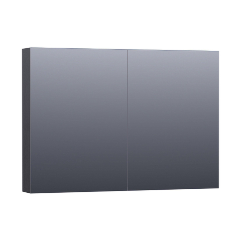 Saniclass Dual Spiegelkast - 100x70x15cm - 2 links- rechtsdraaiende spiegeldeur - MFC - black wood SW242134