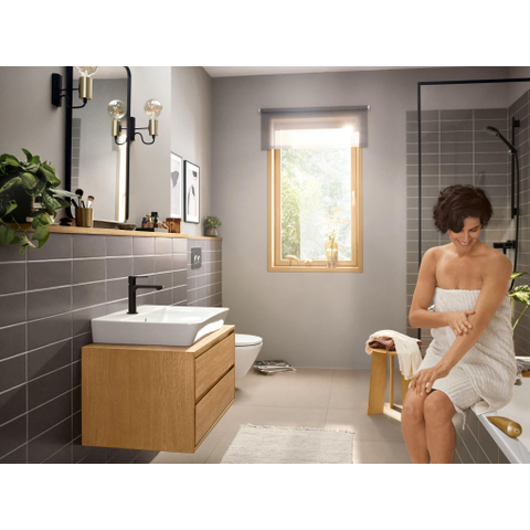 Hansgrohe Rebris e 1 greeps wastafelkraan - 110 - coolstart - met trekwaste - mat zwart SW796555