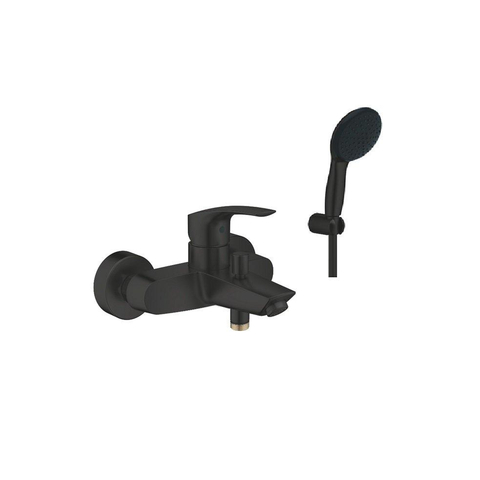 Grohe Eurosmart Badkraanset - eengreeps - opbouw - ronde handdoucheset - matte black (mat zwart) SW1204273