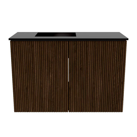 Mondiaz JOYA 60cm meuble de salle de bains - couleur Walnut - Vasque FAYE position Gauche Sans trou de robinet couleur Urban. SW1421329