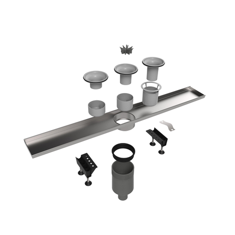 Easy Drain Multi élément d'encastrement sans grille avec sortie inférieure avec siphon 50mm 9,8x80cm profondeur d'encastrement 110mm 2302657