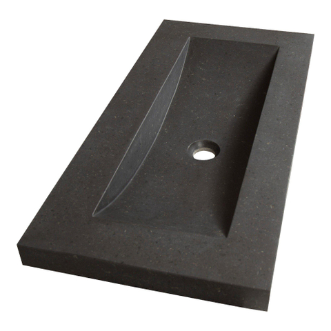 Saniclass Corestone small Meubelwastafel - 80x40x5cm - zonder overloop - wasbak midden - zonder kraangat - natuursteen - basalt SW23894