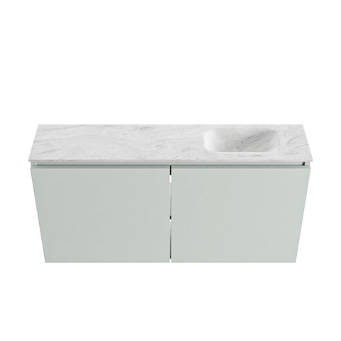 MONDIAZ TURE-DLUX meuble de toilettes 100 cm Greey. EDEN vasque Opalo position à droite. Sans trou de robinet. SW1104352