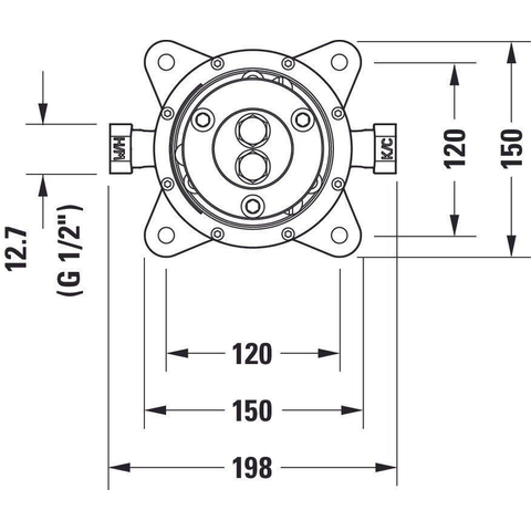 Duravit Universal Basiselement - 1 greeps badmengkr inb - 150x160x150mm - wit SW527989
