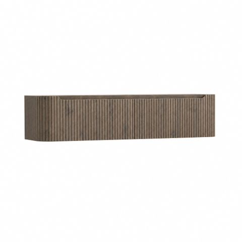 H&R Badmeubelen Juice Wastafelonderkast - 180x45x40cm - afgeronde hoeken - 3D-front - 2 lades - geïntegreerde greep - tucson oak SW1259535