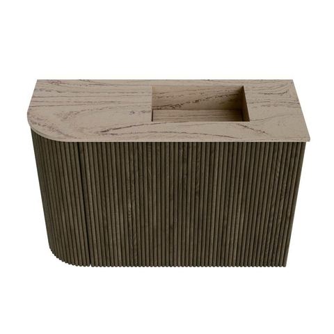 Mondiaz JOYA-DLUX 61.6cm meuble de salle de bains - arrondi gauche couleur Shadow - Vasque FAYE position Droite Sans trou de robinet couleur Arena. SW1424826
