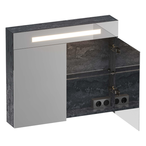 BRAUER Promise Deluxe spiegelkast – 80x70x15 cm – directe LED – 2 deuren, dubbelzijdige spiegeldeuren – Damascus SW720928