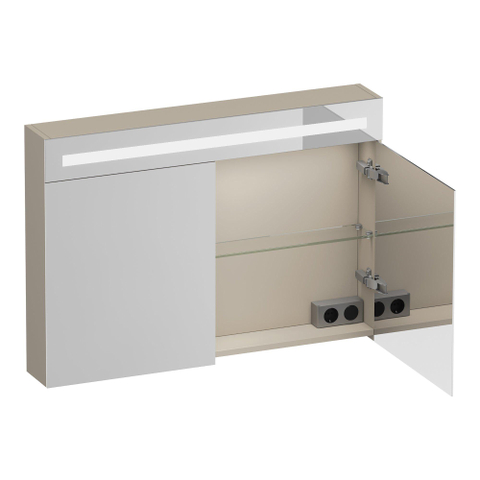 BRAUER Promise Deluxe armoire de toilette - 100x70x15cm - avec éclairage - 2 portes miroir double face - beige mat SW1203686
