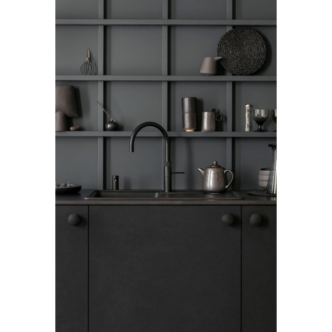 Quooker Fusion Round kokendwaterkraan - draaibare uitloop - PRO3 reservoir - Warm / kokend water - Zwart SW99155