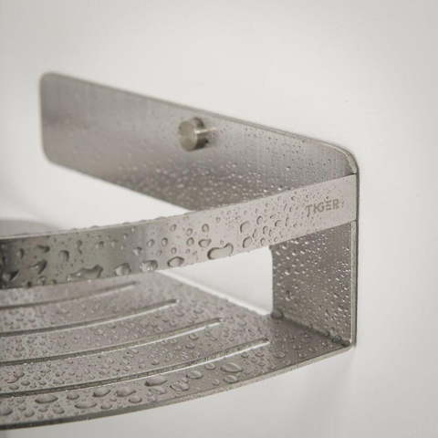 Tiger Caddy Panier de douche d'angle - 18,4x18,4x7cm - inox brossé SW25219