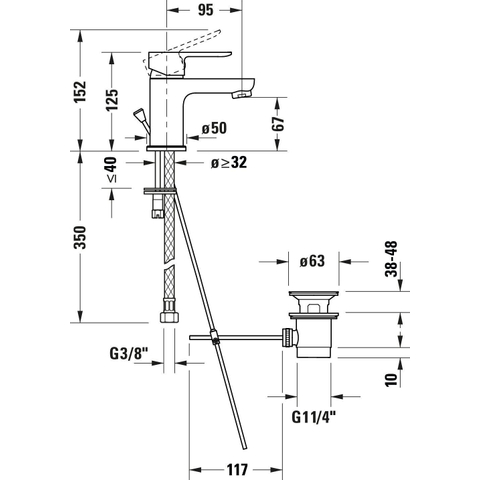 Duravit A.1 Wastafelmengkraan - met waste - s-size - hoogglans chroom SW420664