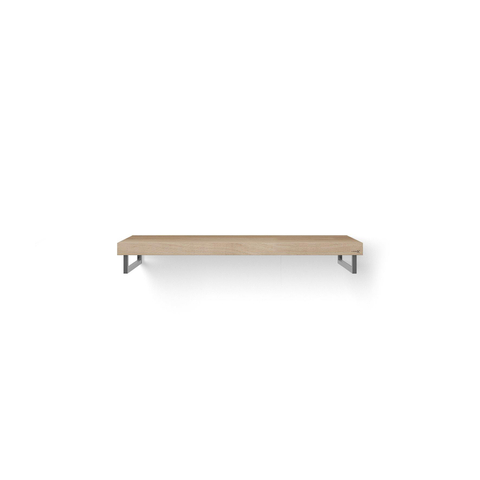 Looox Wood collection plan sous vasque - 120x46cm - Avec porte-serviettes inox brossé - Chêne massif vieux gris SW73141