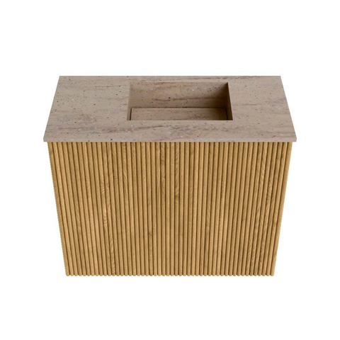 Mondiaz JOYA-DLUX 50cm toiletmeubel - kleur Oak - Wastafel FAYE positie Rechts Zonder kraangat kleur Saba. SW1424168