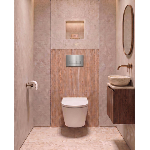 QeramiQ Dely Toiletset - 36.3x51.7cm - Geberit UP720 inbouwreservoir - rimless - diepspoel - 35mm zitting - softclose - bedieningsplaat steel - rechthoekige knoppen - glans wit SW1428170