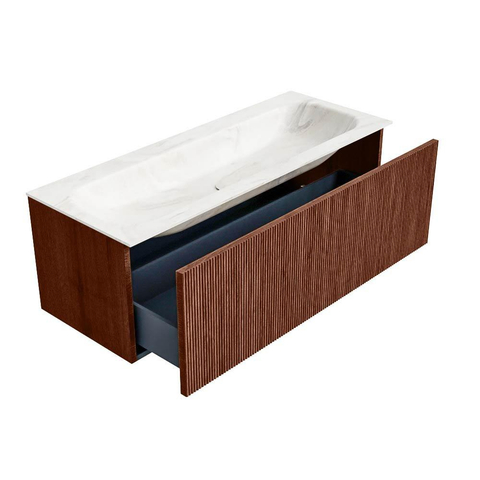 Mondiaz KURVE-DLUX Ensemble de meubles de salle de bains - 120x46x40cm - 1 tiroir - vasque solid surface - centre - 1 trou de robinet - Ruby SW1415872
