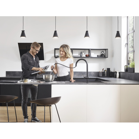 Hansgrohe Talis m54 - 1 greeps keukenmkr - 210 uittrekb v.dche - sbox - mat zwart SW528860