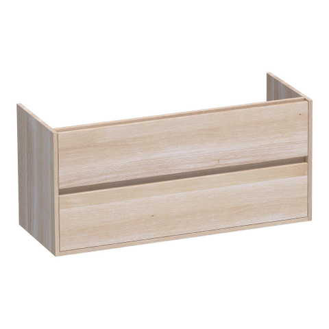 BRAUER Adore Meuble de salle de bains sous-vasque - 120x46x55cm - 2 tiroirs softclose - sans poignées - 2 découpes pour siphon - chêne massif - lamelles chêne blanc SW392977