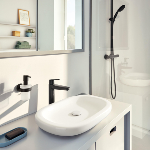GROHE Start distributeur de savon - avec support - verre dépoli - noir mat SW1126497