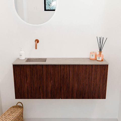 Mondiaz JOYA-DLUX 100cm toiletmeubel - kleur Ruby - Wastafel FAYE positie Links Zonder kraangat kleur Saba. SW1425603