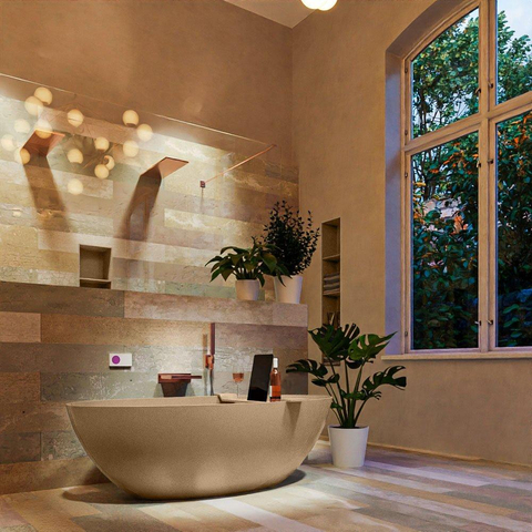 MONDIAZ ROCK Baignoire îlot - 170x70cm - couleur Plata / Talc SW1015106