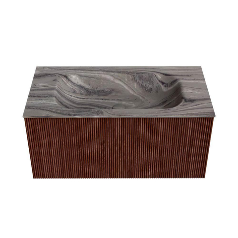 MONDIAZ KURVE-DLUX 90cm badmeubel kleur Ruby met 1 lade en 0 deuren. Wastafel BIG SMALL Midden zonder kraangat Sombra. SW1433946