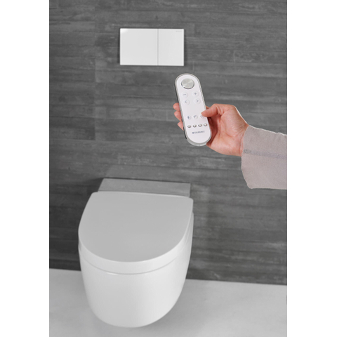 Geberit AquaClean Mera Comfort Douche WC - geurafzuiging - warme luchtdroging - ladydouche - softclose - glans/chroom afdekplaatje - glans wit verchroomd GA13633