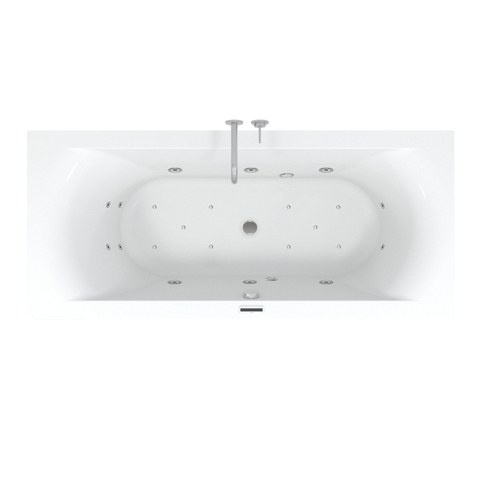 Riho Easypool 3.1 Lima whirlpoolbad rechts 180x80cm hydro 6 4 2 aero 10 coulour speaker touch bediening inclusief poten en afvoer wit SHOWROOMMODEL SHOW26719