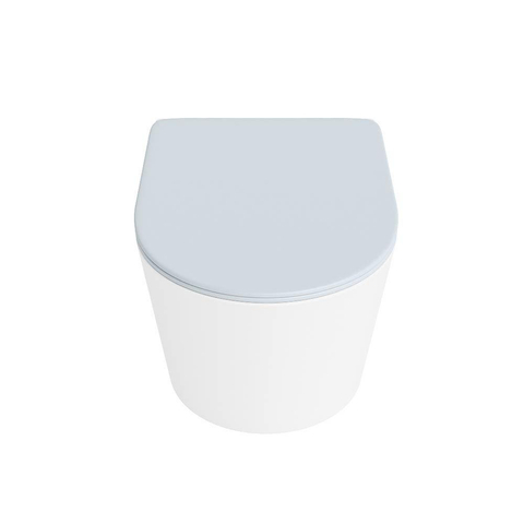 Mondiaz LAVIE hangtoilet – spoelrandloos – 36 x 53 cm – met softclose zitting – Talc (wit), zitting Clay (lichtblauw/grijs) SW1208595