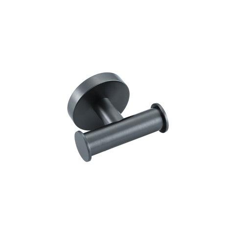 Fortifura Calvi Handdoekhaak - rond - dubbel - PVD - geborsteld gunmetal (antraciet) SW1211595