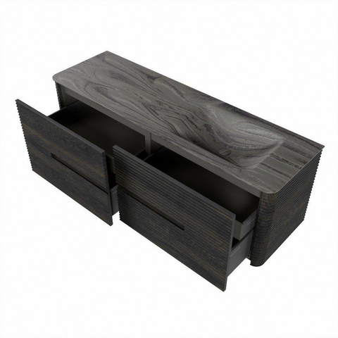 Mondiaz CIRO-DLUX ensemble de meubles de salle de bains - 150x45x50cm - plan vasque solid surface Sombra - 1 vasque à droite - sans trous de robinetterie - 4 tiroirs - Shadow SW1532776