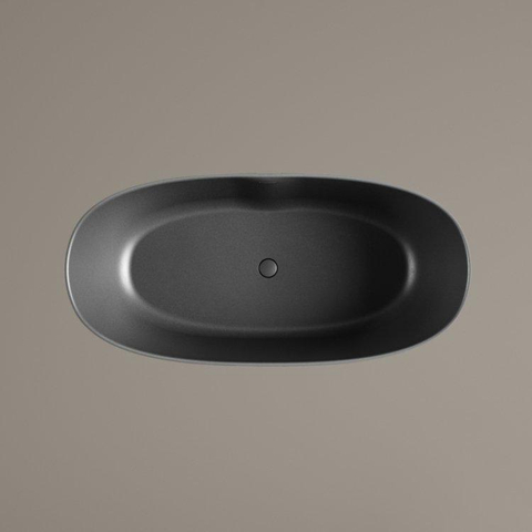 Zeza Element Baignoire îlot - 145x71x60cm - solid surface - gris foncé SW1208798