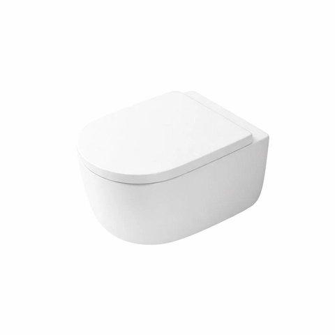 QeramiQ Dely Swirl Toiletset - 36.3x51.7cm - Geberit UP720 Duofix Sigma inbouwreservoir - 35mm zitting - bedieningsplaat beige - rechthoekige knoppen - mat wit SW1412304