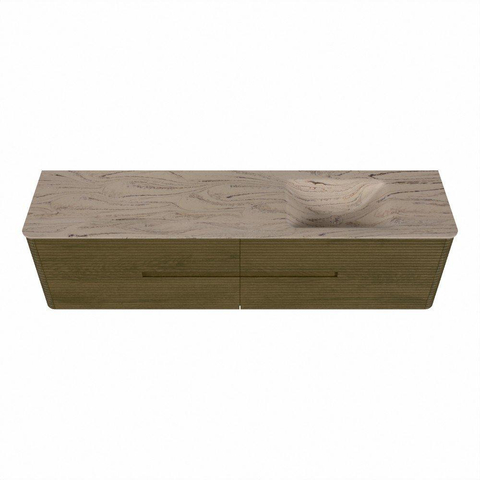 Mondiaz CIRO-DLUX Meuble de salle de bains - 190x45x50cm - Plan vasque solid surface Arena - 1 lavabo à droite - 1 trou de robinetterie - 4 tiroirs - Dusk SW1533129