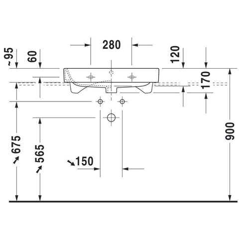 Duravit Happy D.2 Meubelwastafel - geslepen - met overloop - met 1 kraangat - 65x50.5cm - wit SW54325