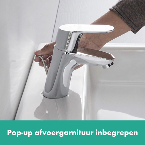 Hansgrohe Focus E2 wastafelkraan - met waste - hoogglans chroom 0450760